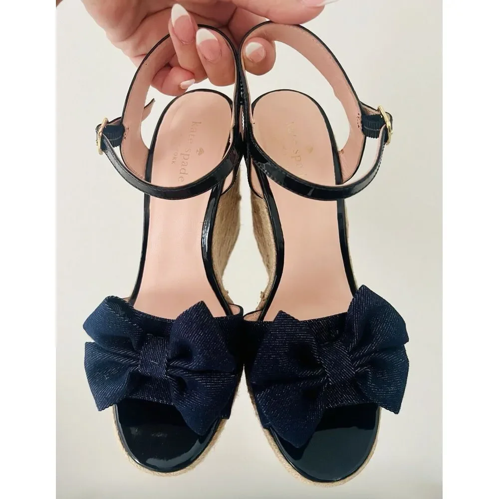 Kate Spade Womens Darya Denim Espadrille Wedge Shoes Size 9M‎